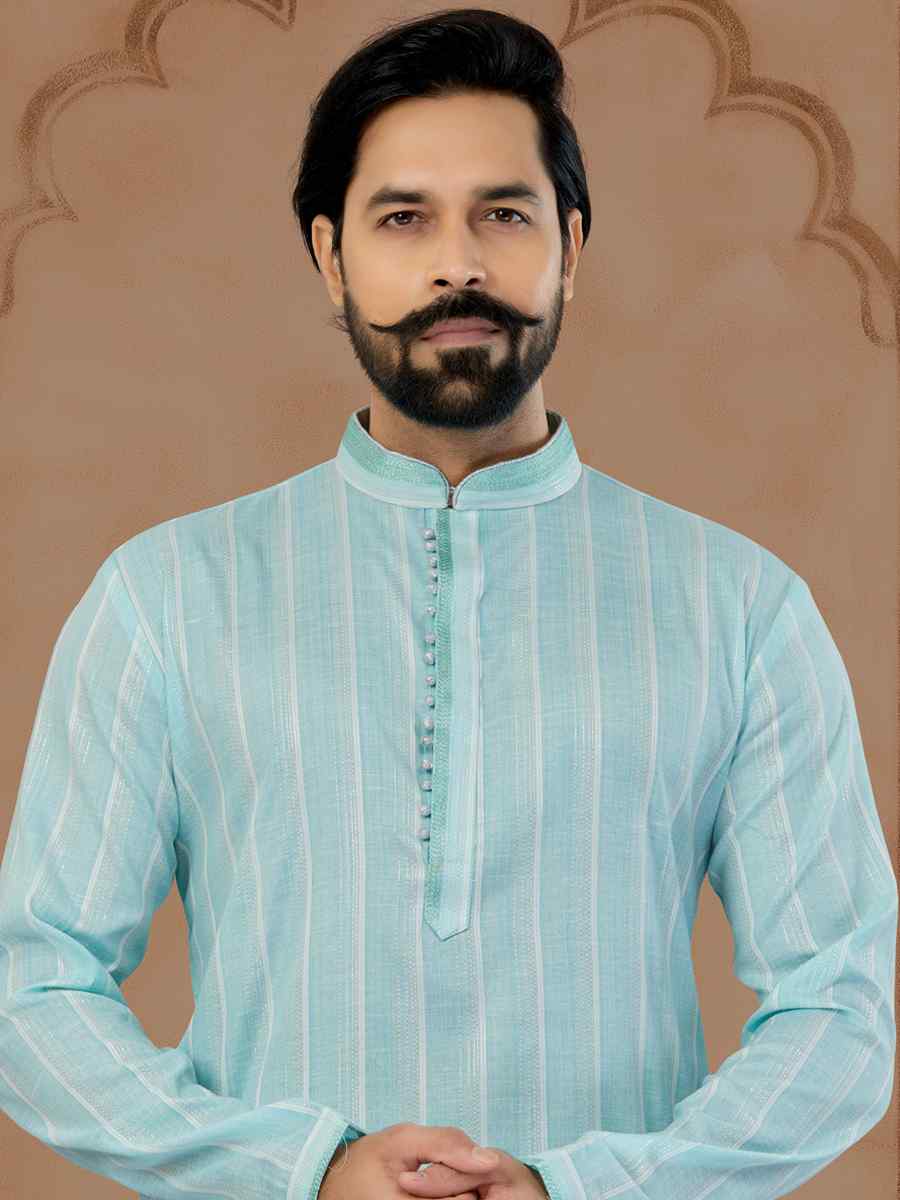 Multi Cotton Printed Festival Mens Kurta
