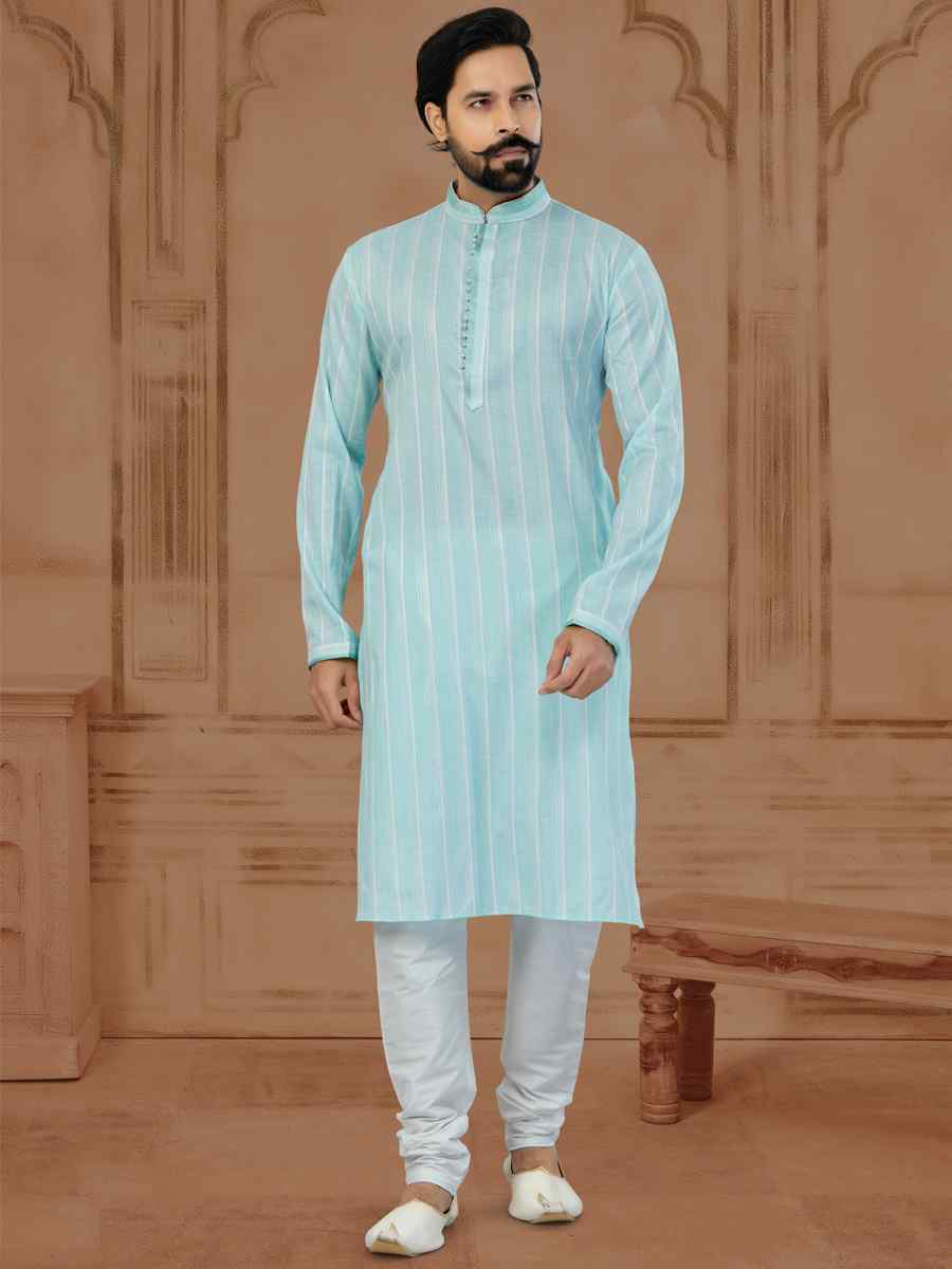 Multi Cotton Printed Festival Mens Kurta