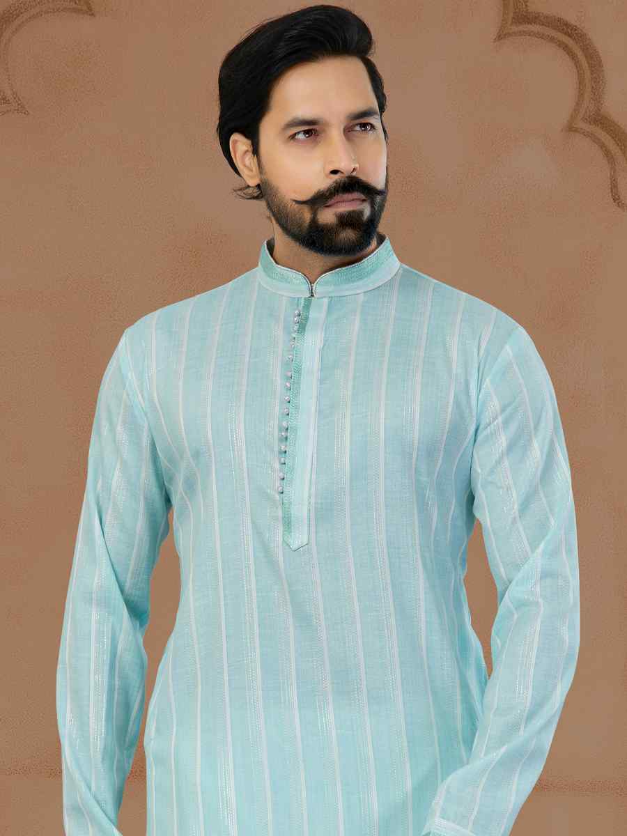 Multi Cotton Printed Festival Mens Kurta
