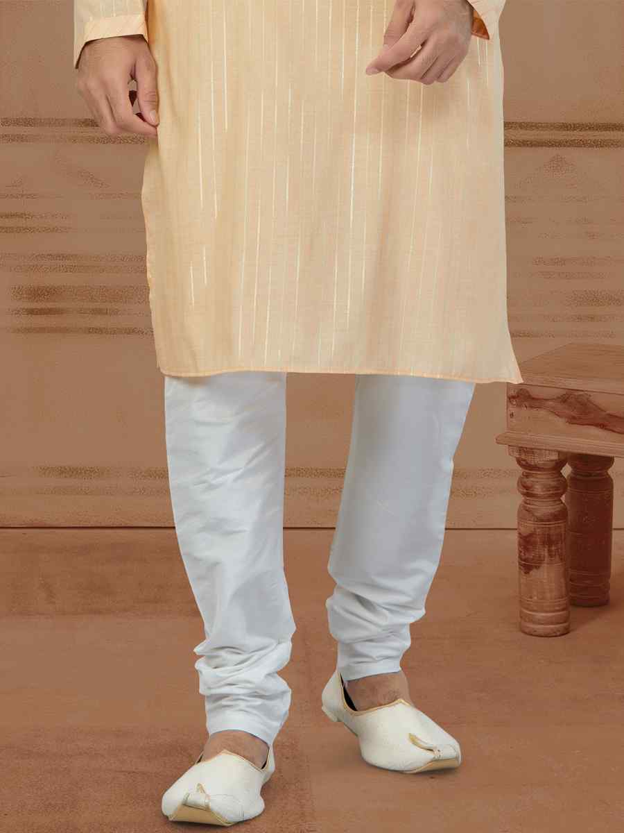 Beige Linen Cotton Printed Festival Mens Kurta