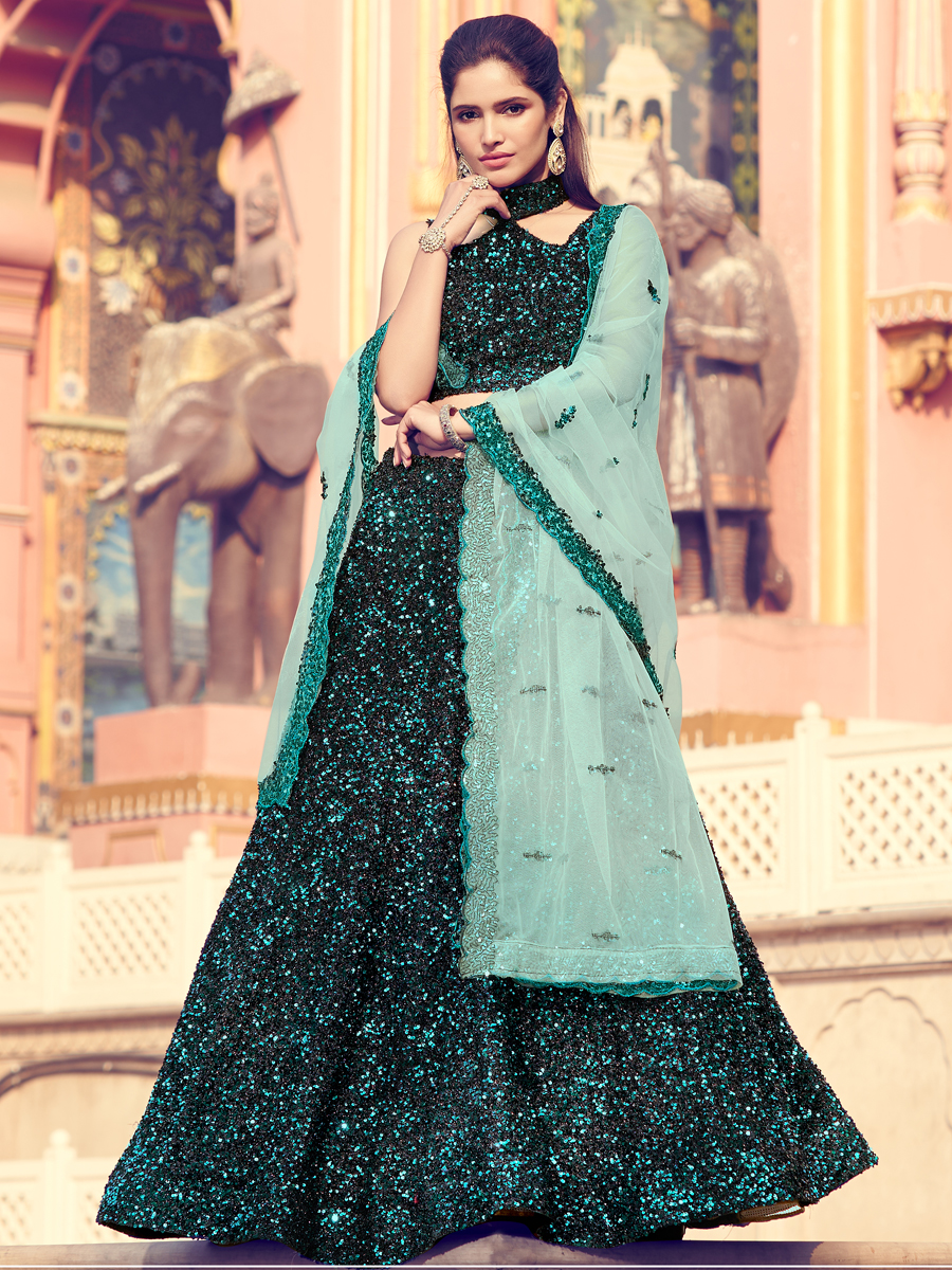 Black Imported Fabric Embroidered Party Lehenga Choli