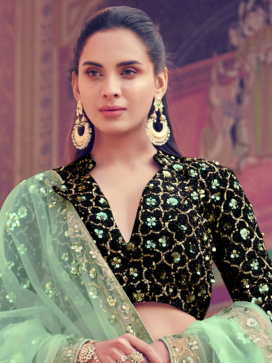 Black Imported Fabric Embroidered Party Lehenga Choli