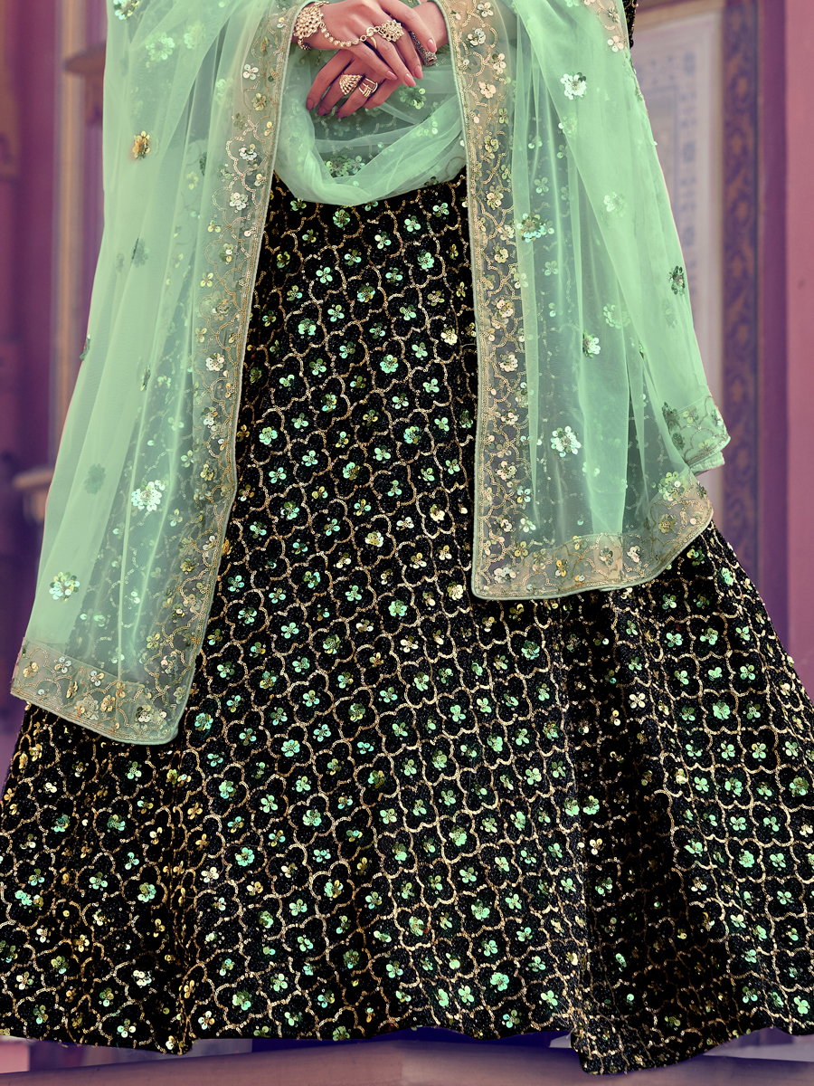 Black Imported Fabric Embroidered Party Lehenga Choli