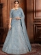 Columbia Blue Net Embroidered Wedding Lehenga Choli