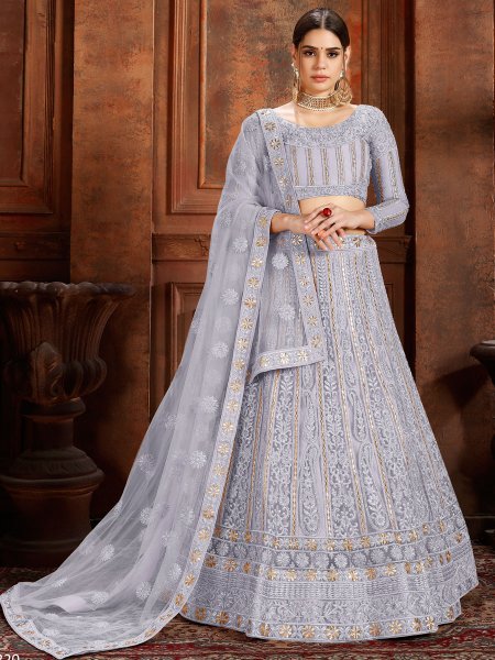 grey wedding lehenga