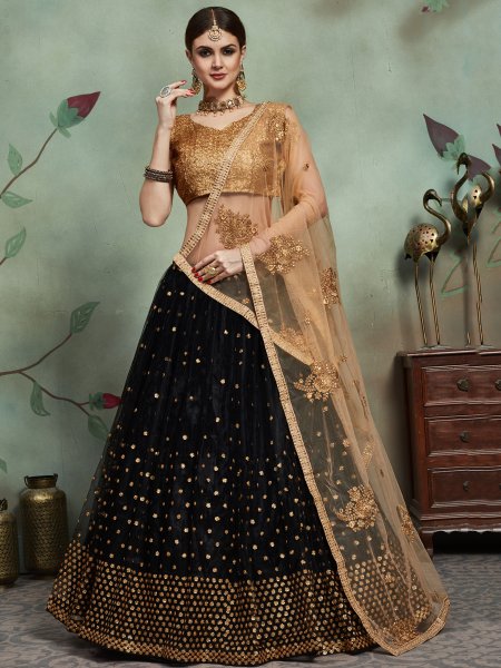 Black Gota Embroidered Party Lehenga Choli