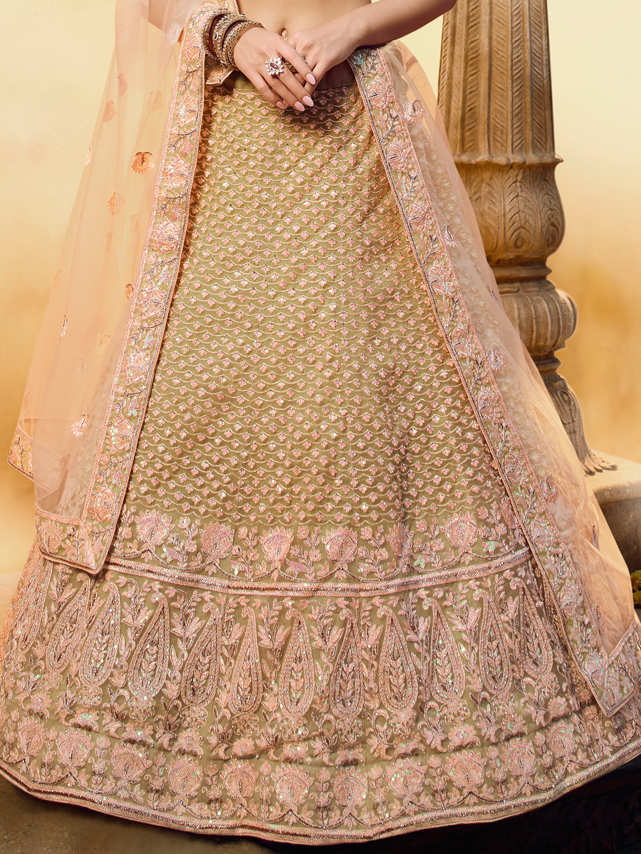 Golden Yellow Gota Silk Embroidered Bridal Lehenga Choli