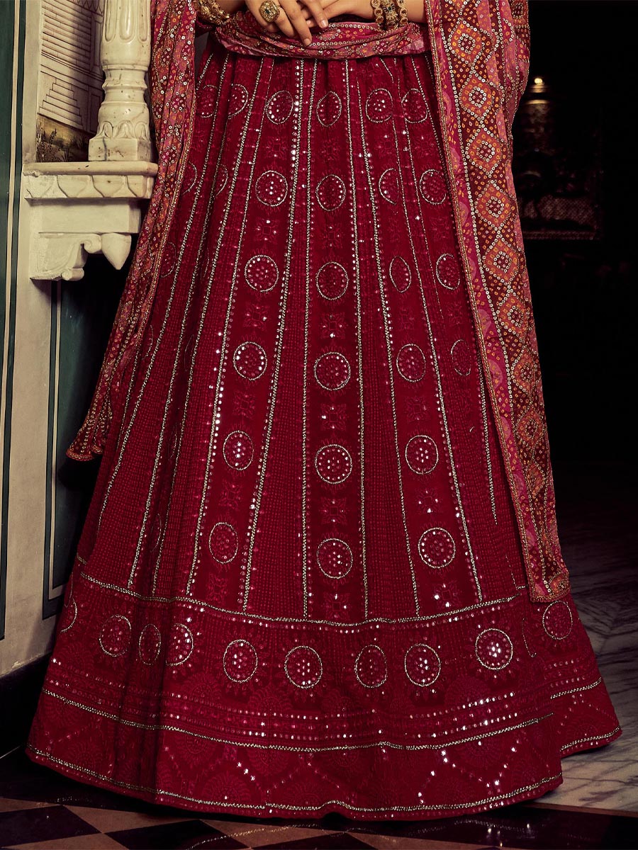 Pink Georgette Embroidered Wedding Festival Circular Lehenga Choli