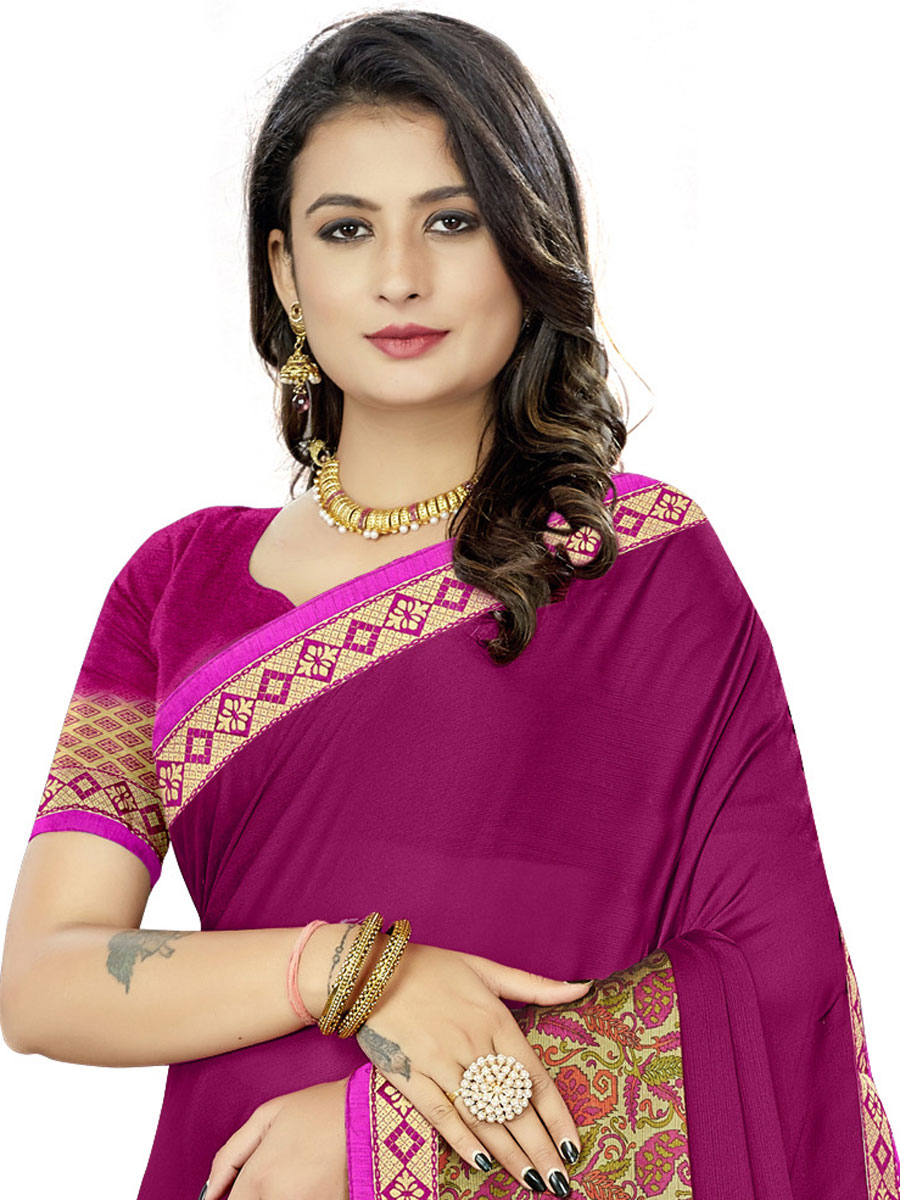 Magenta Pink Rangoli Silk Printed Festival Saree