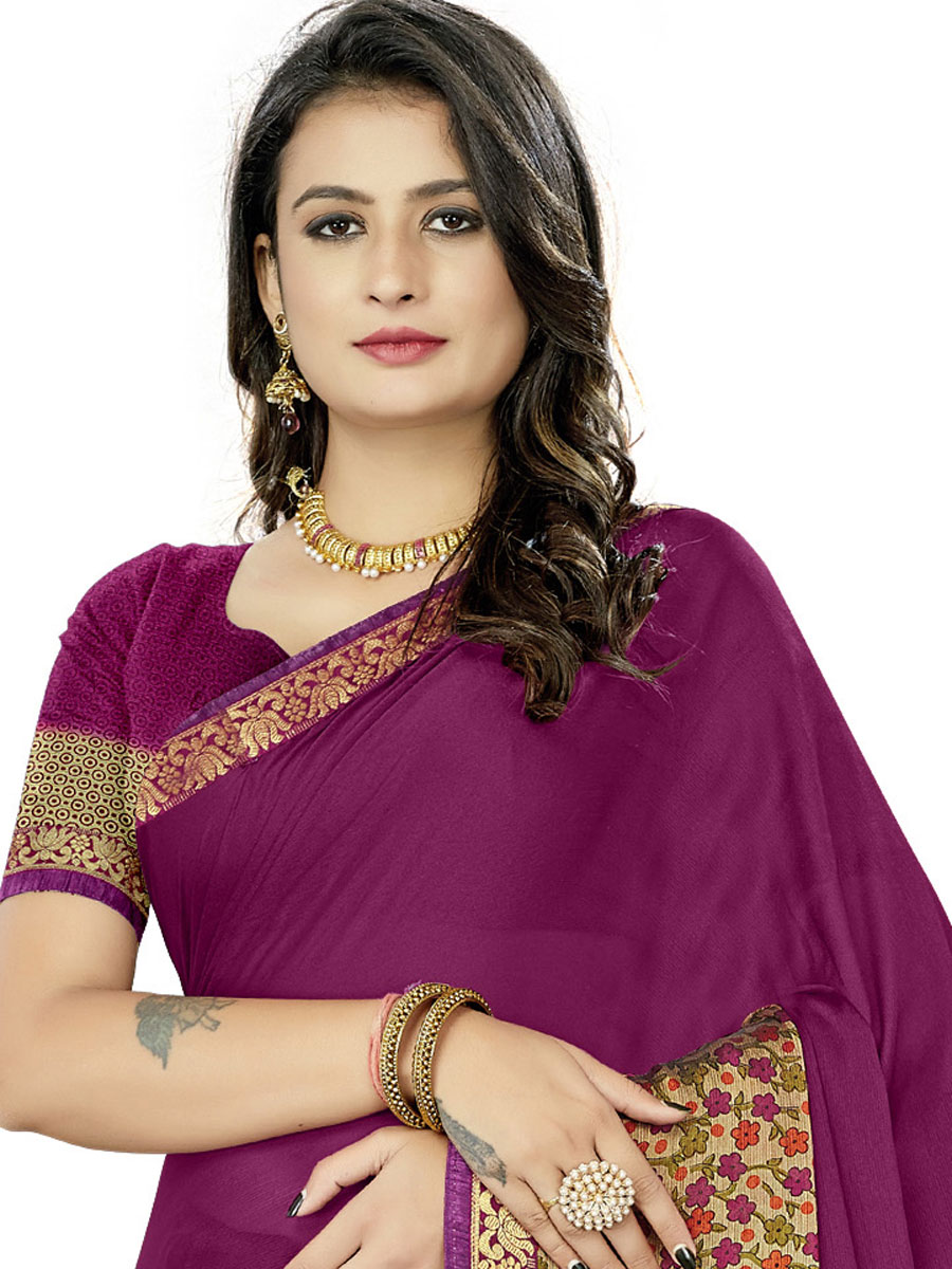 Byzantium Purple Rangoli Silk Printed Festival Saree