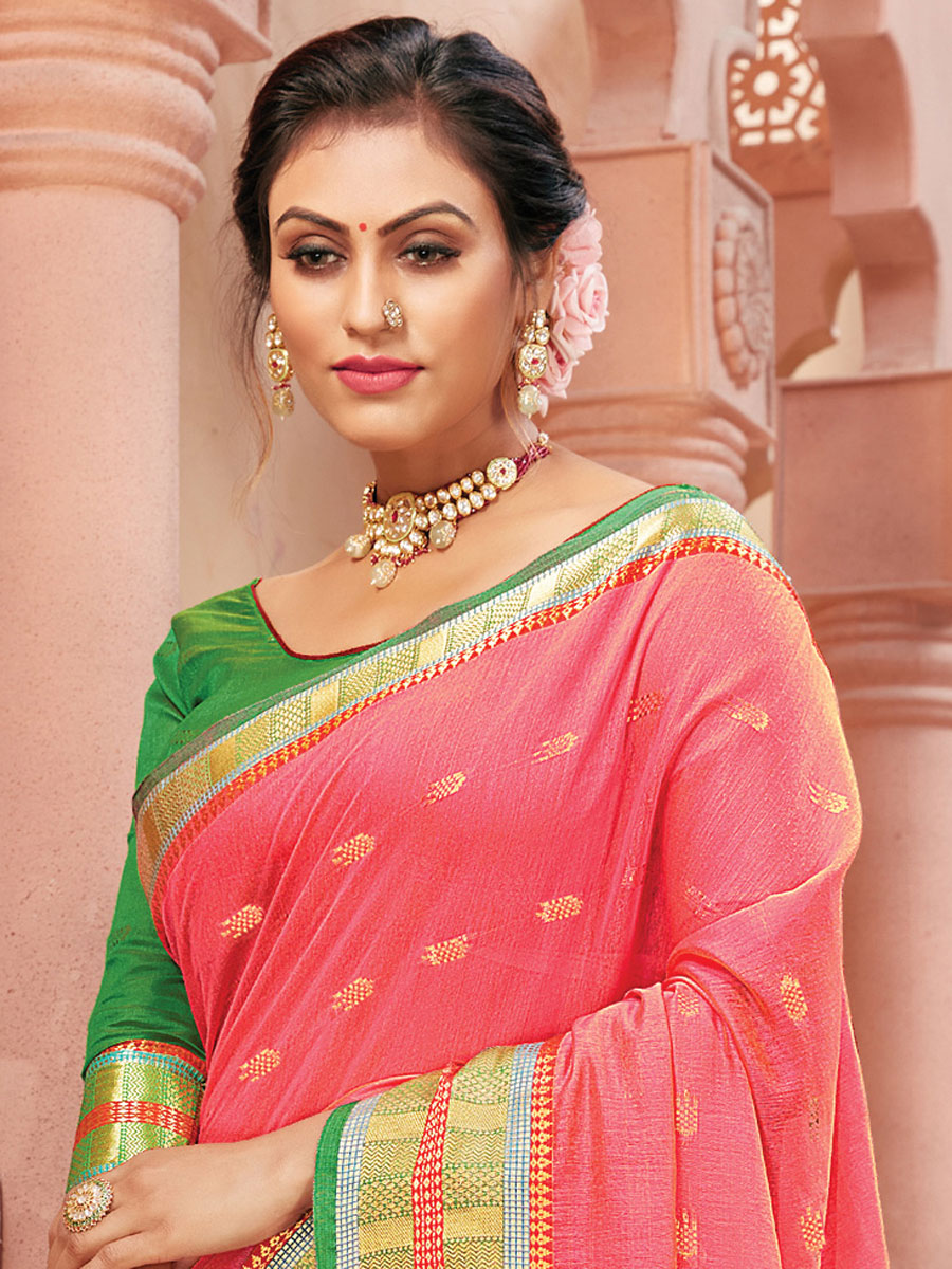 Brink Pink Silk Handwoven Festival Saree