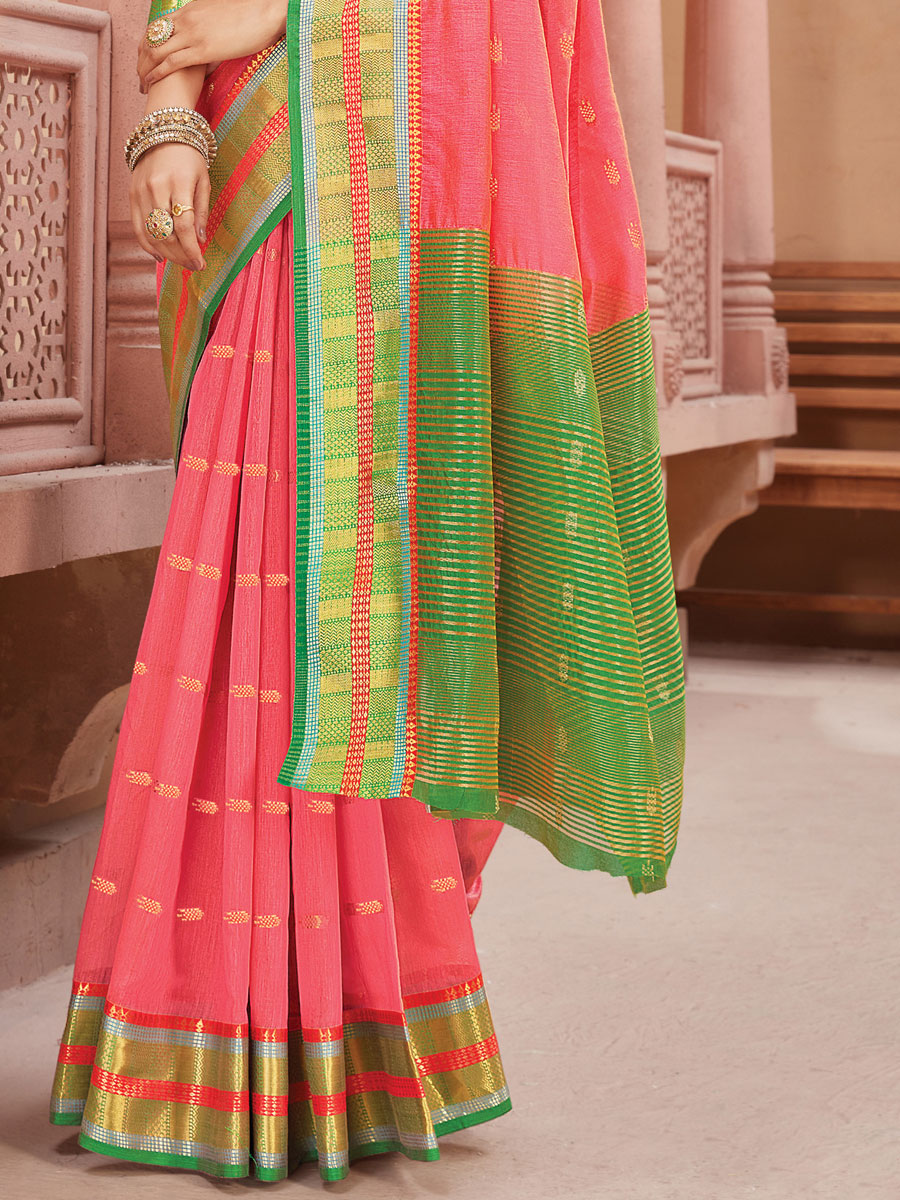 Brink Pink Silk Handwoven Festival Saree