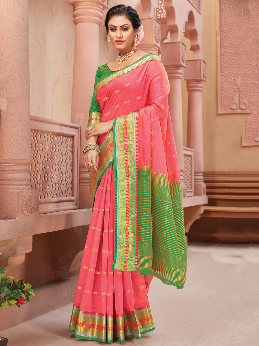Brink Pink Silk Handwoven Festival Saree