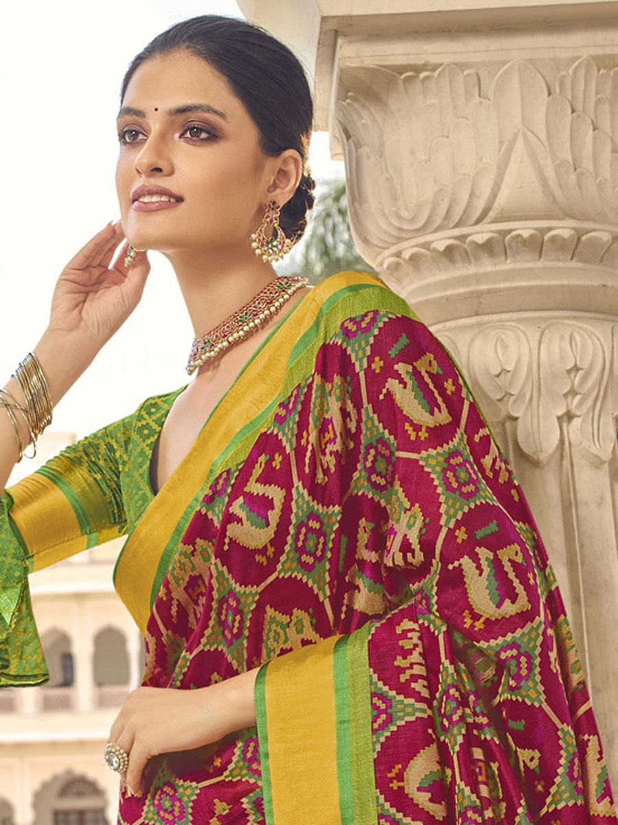 Byzantium Purple Brasso Printed Festival Saree