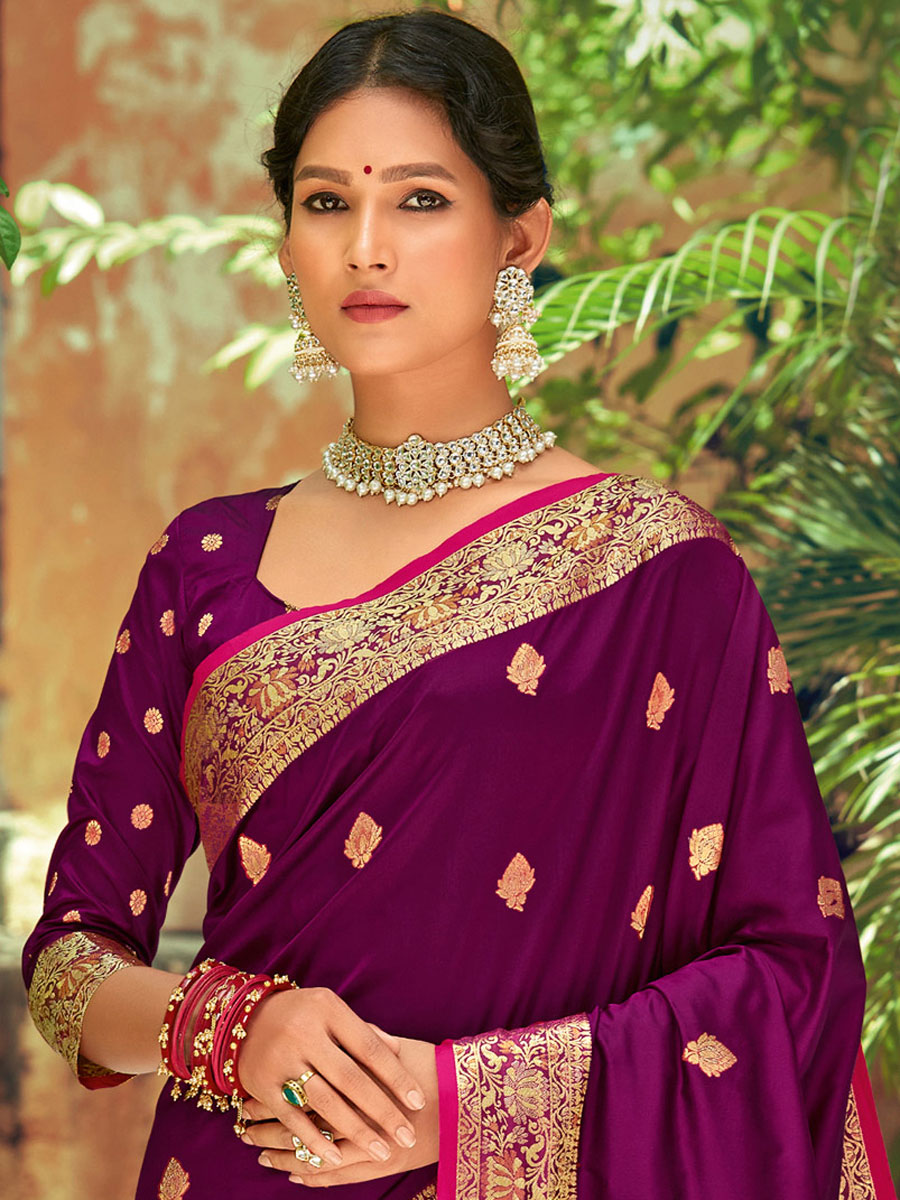 Purple Silk Handwoven Festival Saree