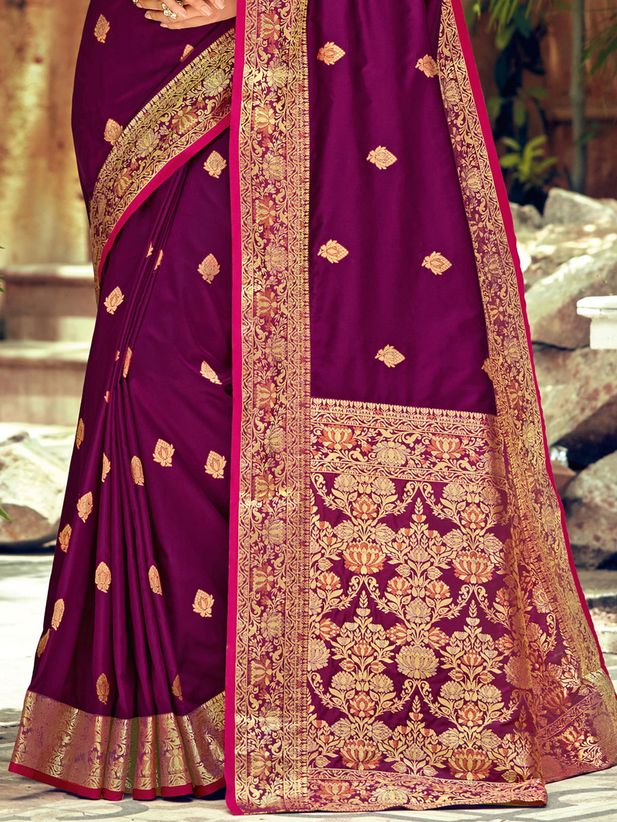 Purple Silk Handwoven Festival Saree