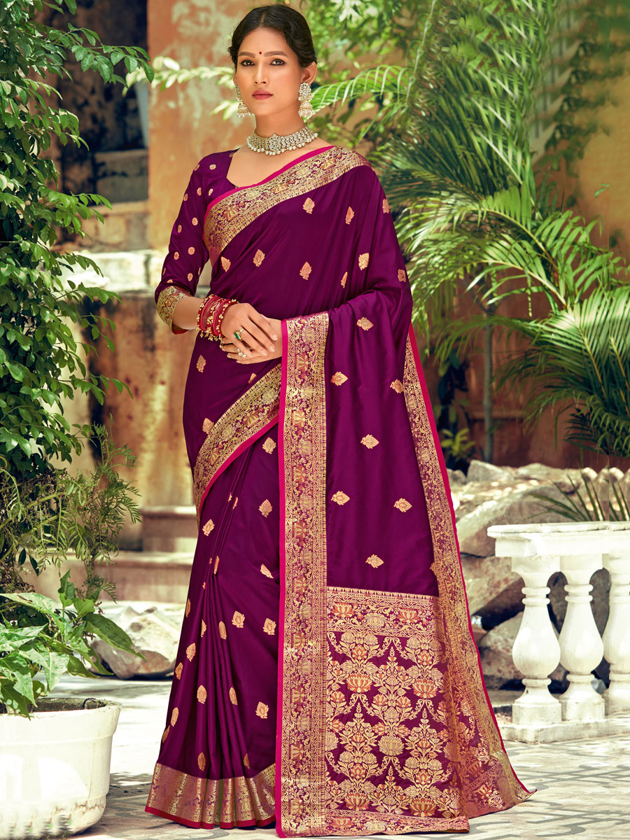 Purple Silk Handwoven Festival Saree