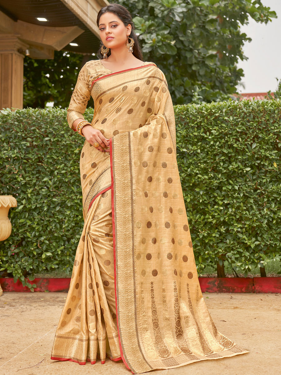Tan Brown Cotton Handwoven Festival Saree