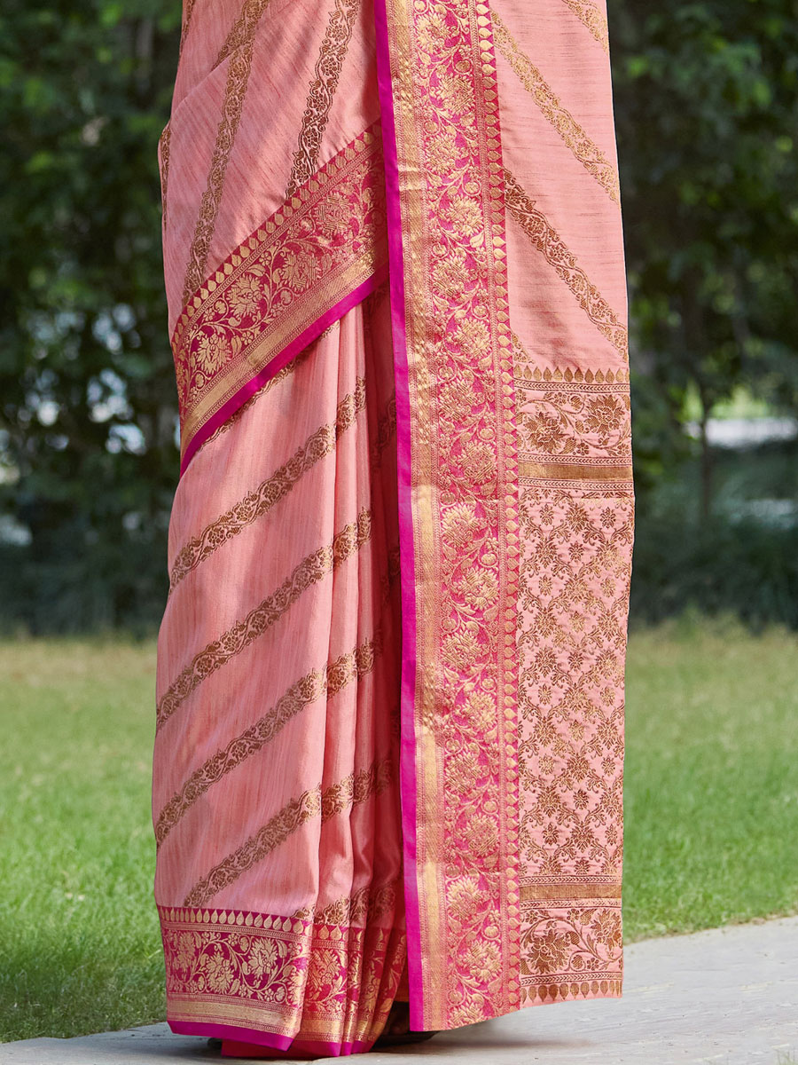 Light pink Silk Handwoven Festival Saree