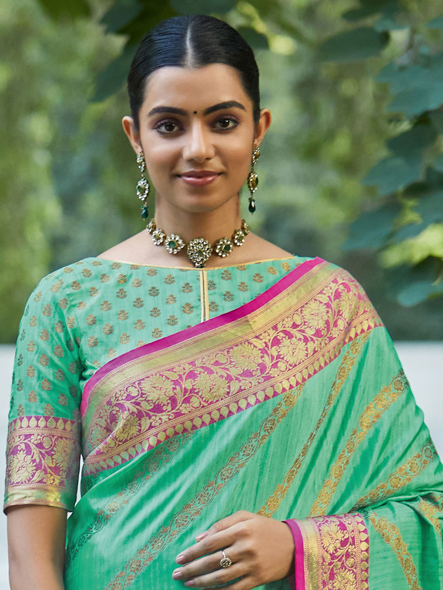 Jungle Green Silk Handwoven Festival Saree
