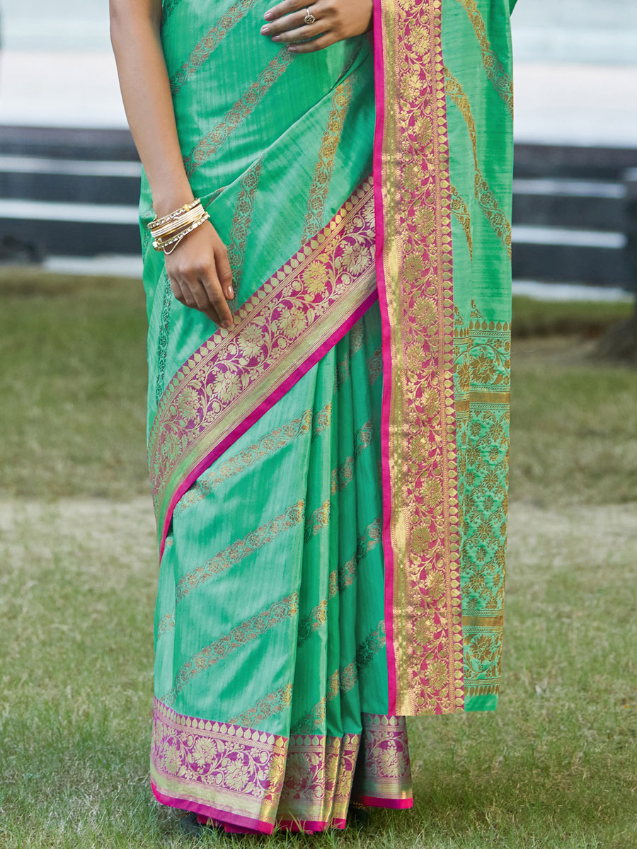 Jungle Green Silk Handwoven Festival Saree