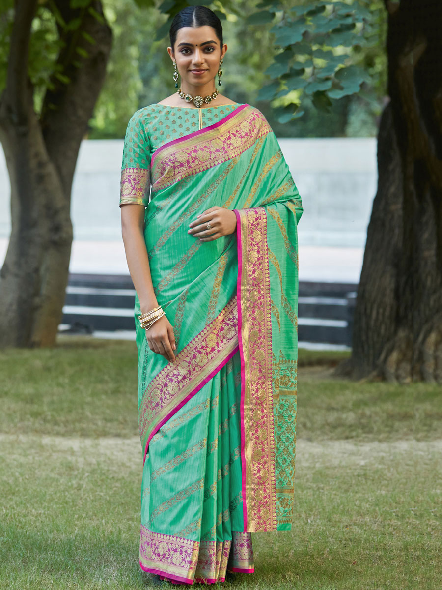 Jungle Green Silk Handwoven Festival Saree