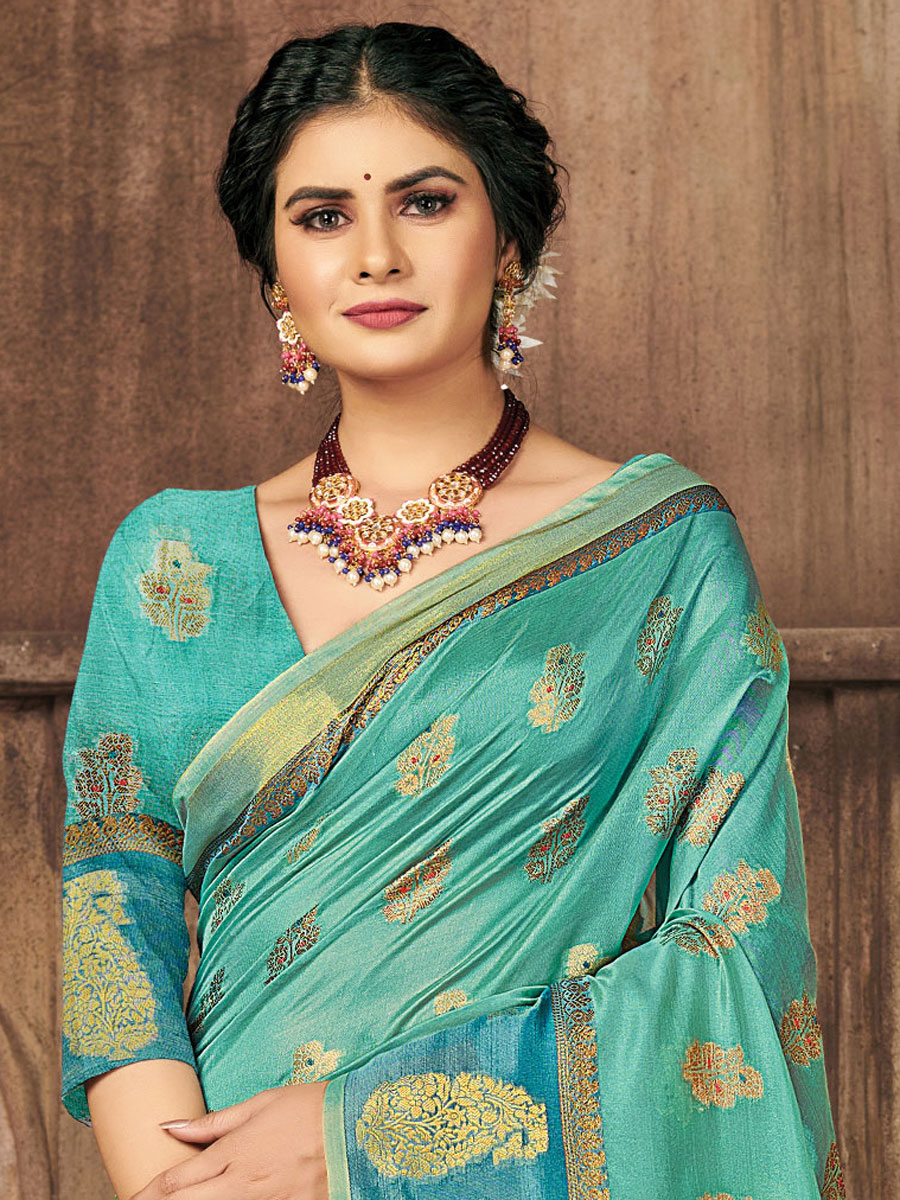 Jungle Green Organza Handwoven Festival Saree