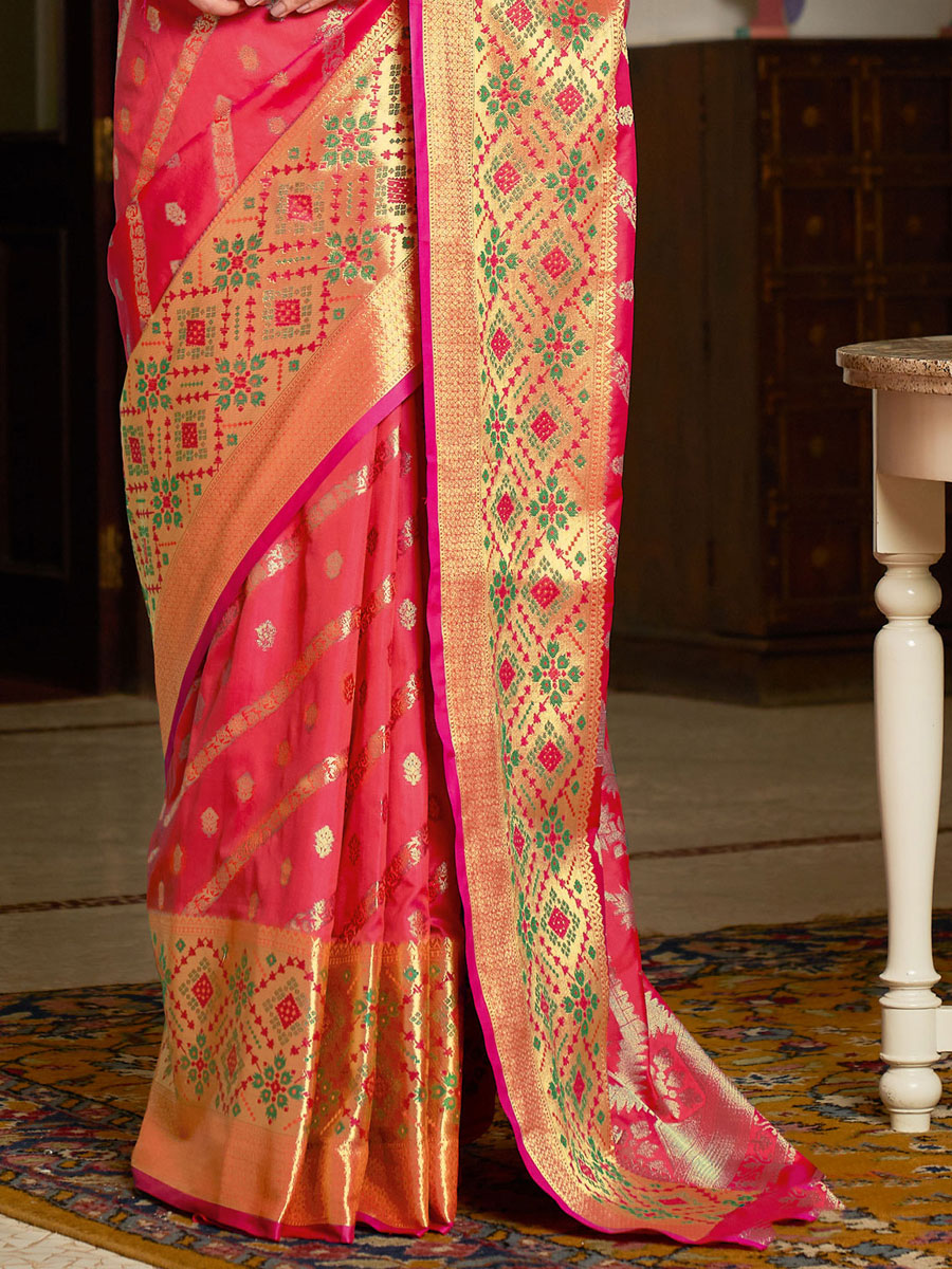 Pink Silk Handwoven Festival Saree