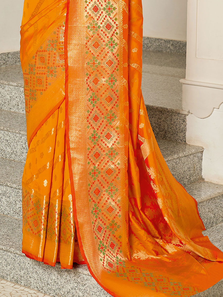 Orange Silk Handwoven Festival Saree