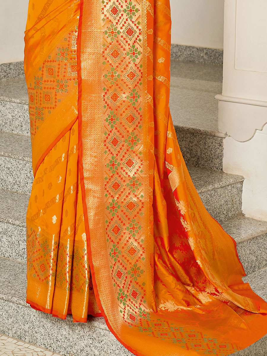 Orange Silk Handwoven Festival Saree
