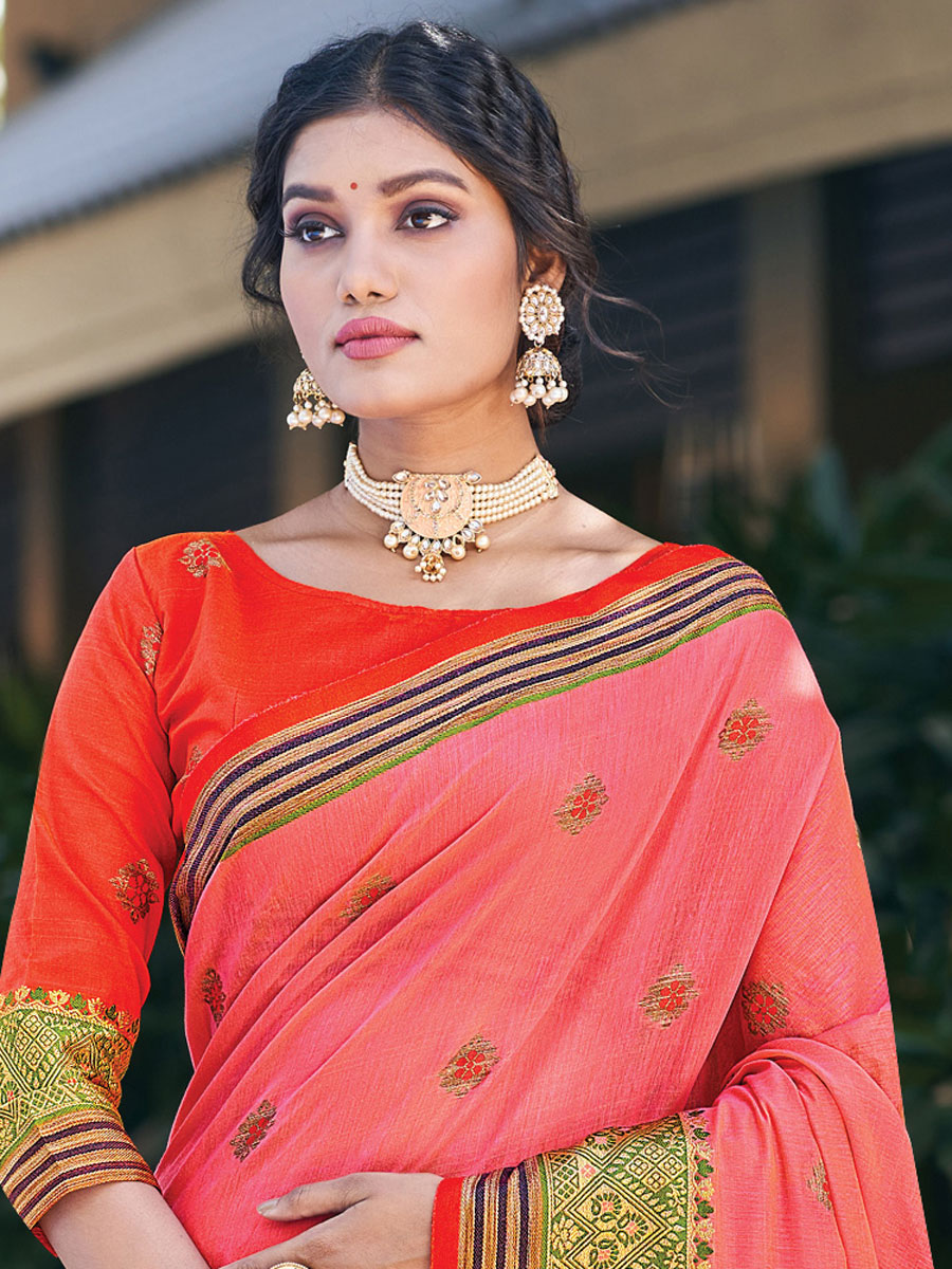 Pink Cotton Handwoven Festival Saree