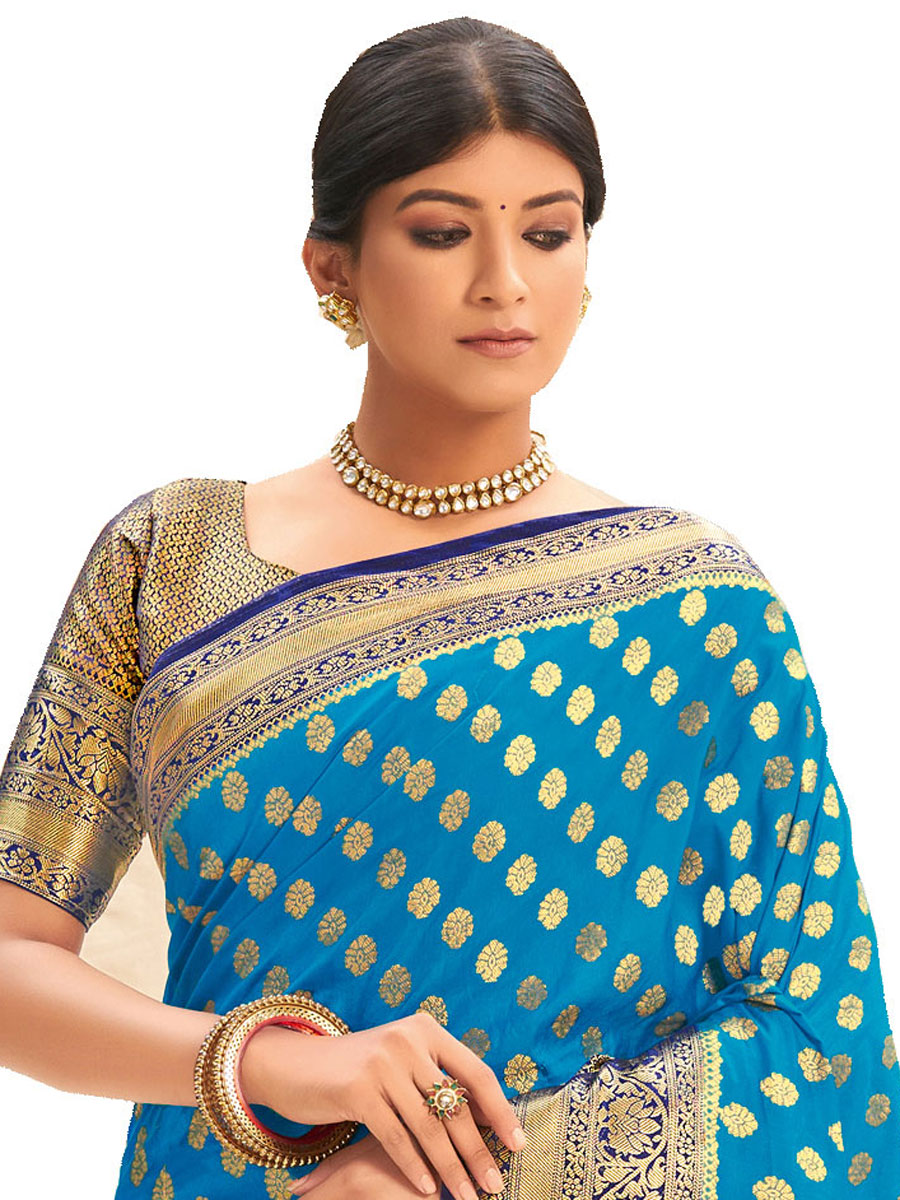 Sky Blue Silk Handwoven Festival Saree
