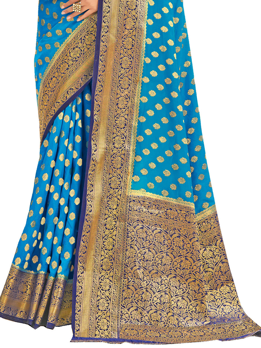 Sky Blue Silk Handwoven Festival Saree