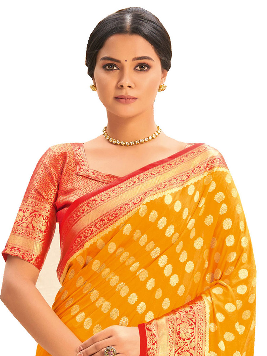 Orange Silk Handwoven Festival Saree