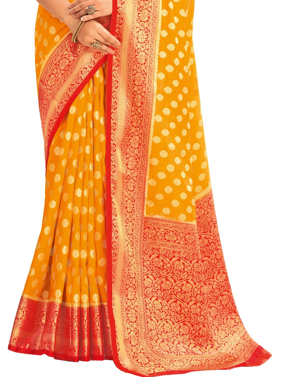 Orange Silk Handwoven Festival Saree