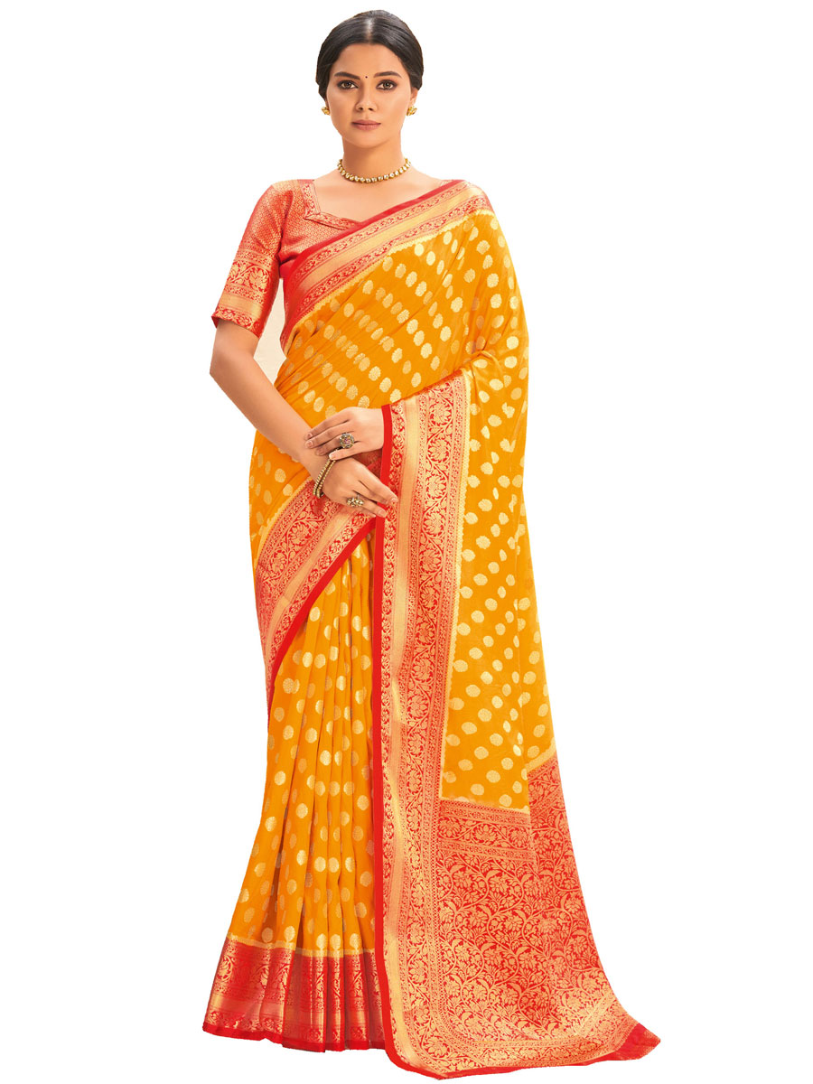Orange Silk Handwoven Festival Saree