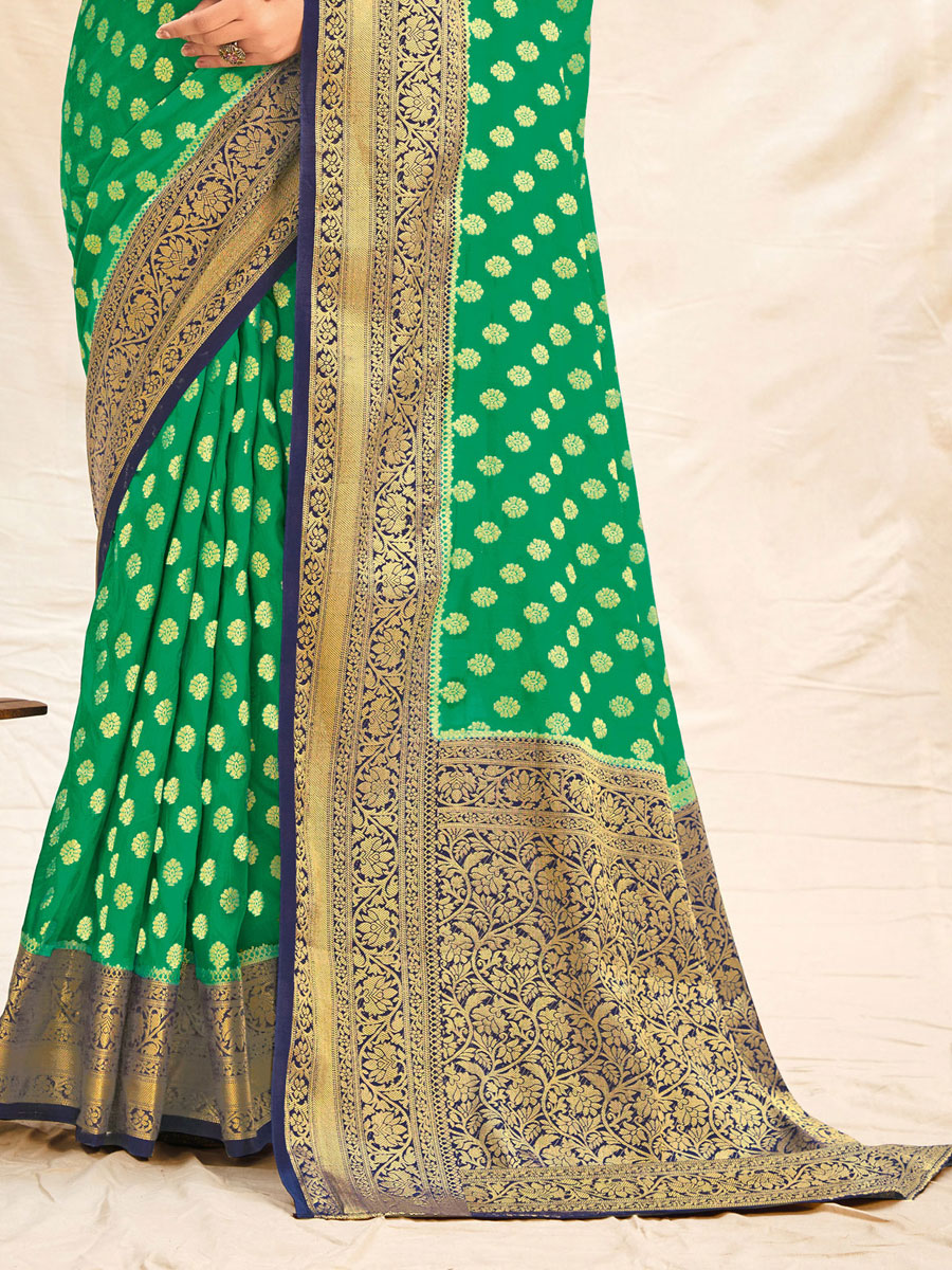 Green Silk Handwoven Festival Saree