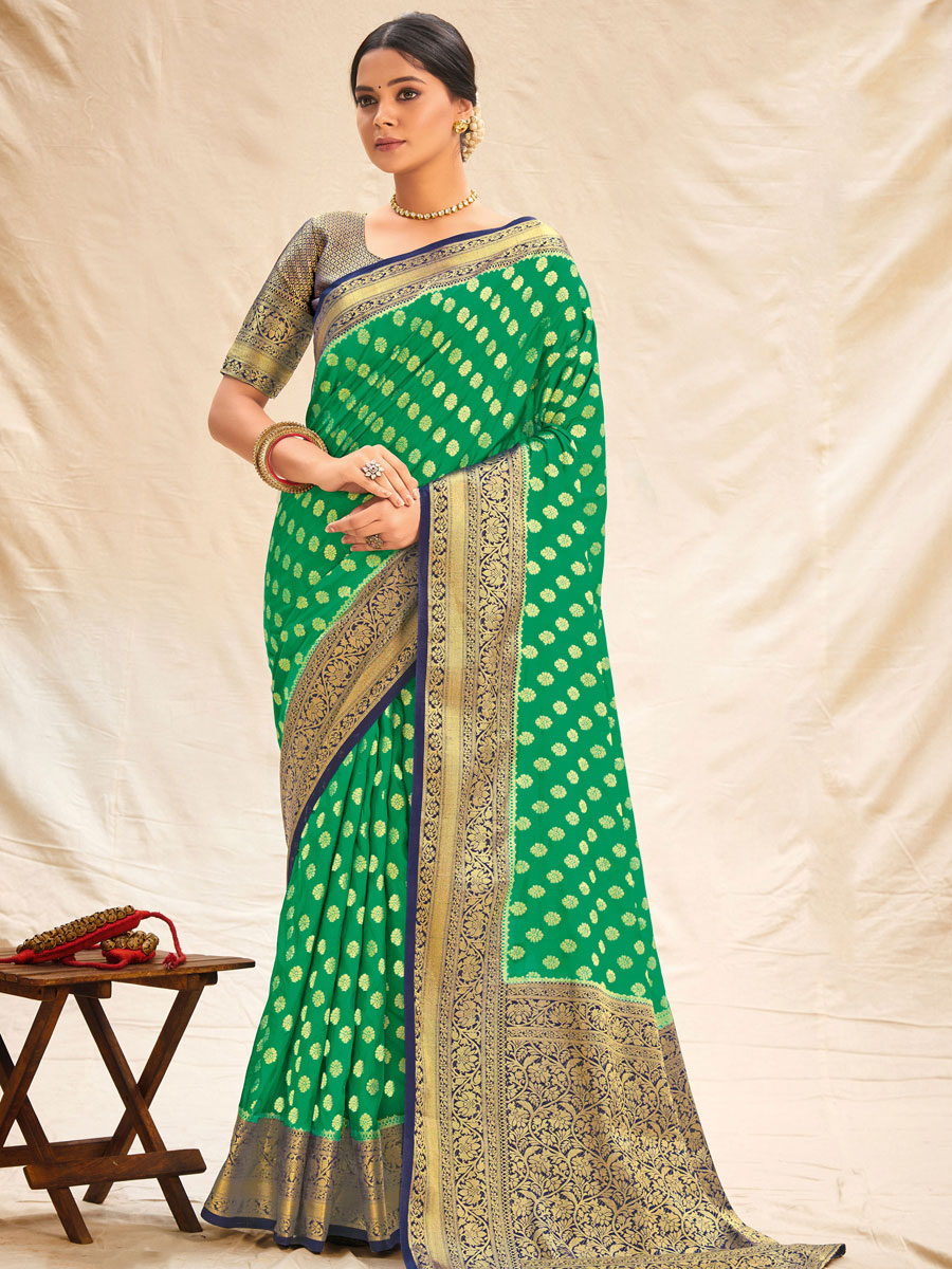 Green Silk Handwoven Festival Saree