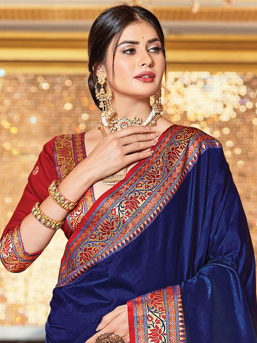 Blue Silk Handwoven Festival Saree