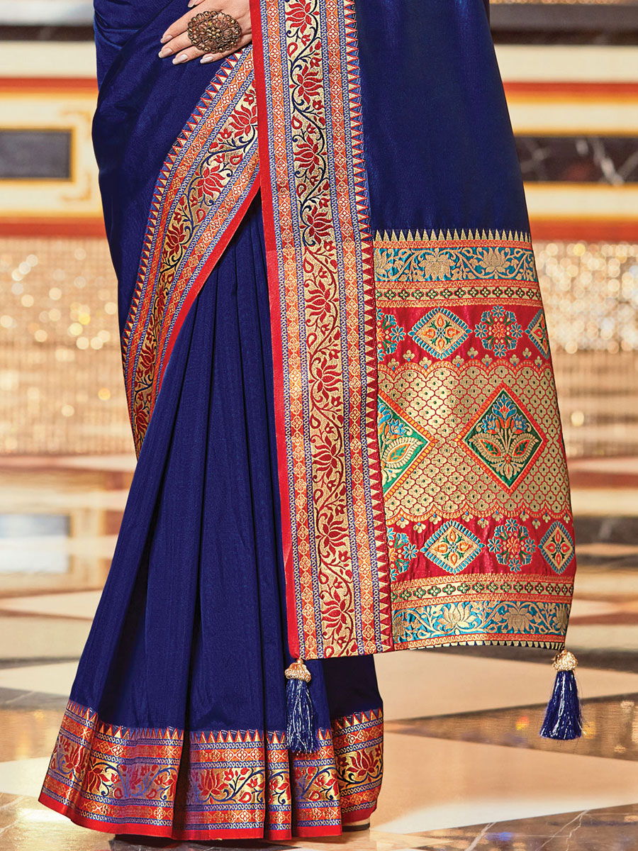 Blue Silk Handwoven Festival Saree