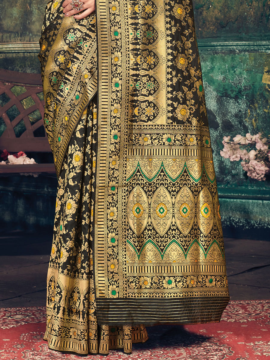 Black Banarasi Silk Handwoven Festival Saree
