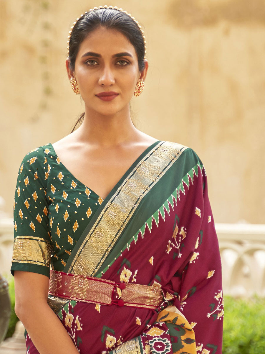 Pink Patola Silk Printed Festival Saree