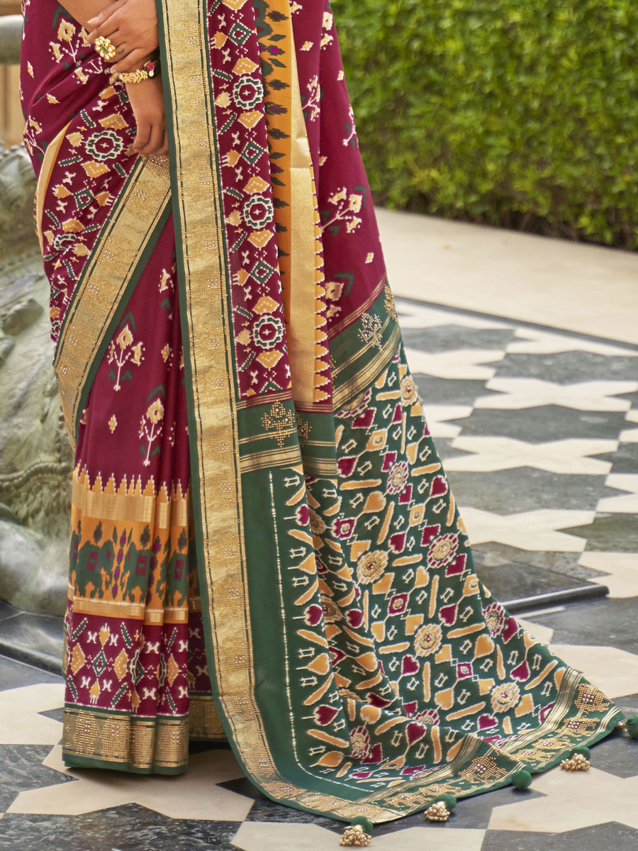 Pink Patola Silk Printed Festival Saree