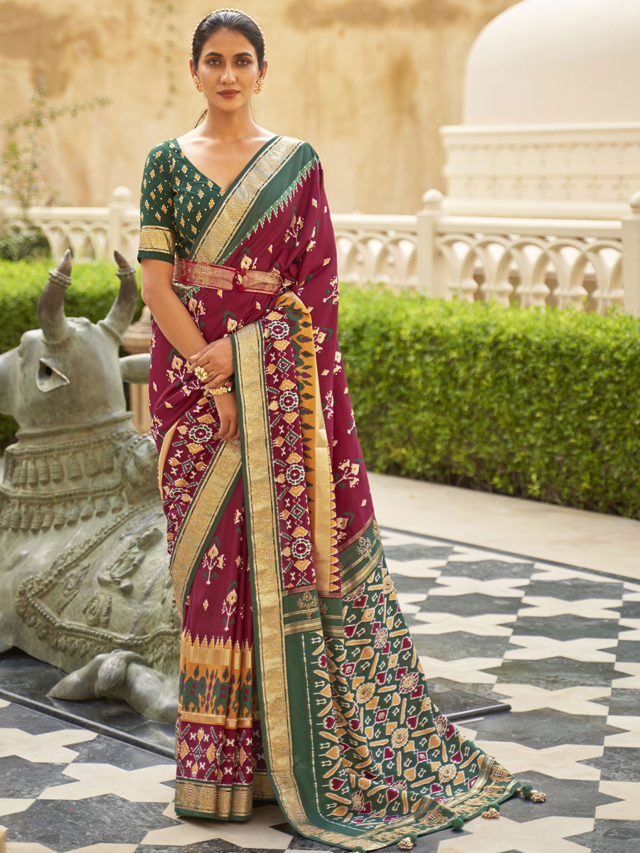 Pink Patola Silk Printed Festival Saree