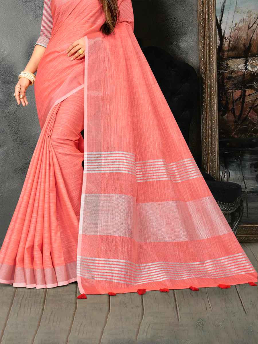 Rush Linen Printed Party Saree