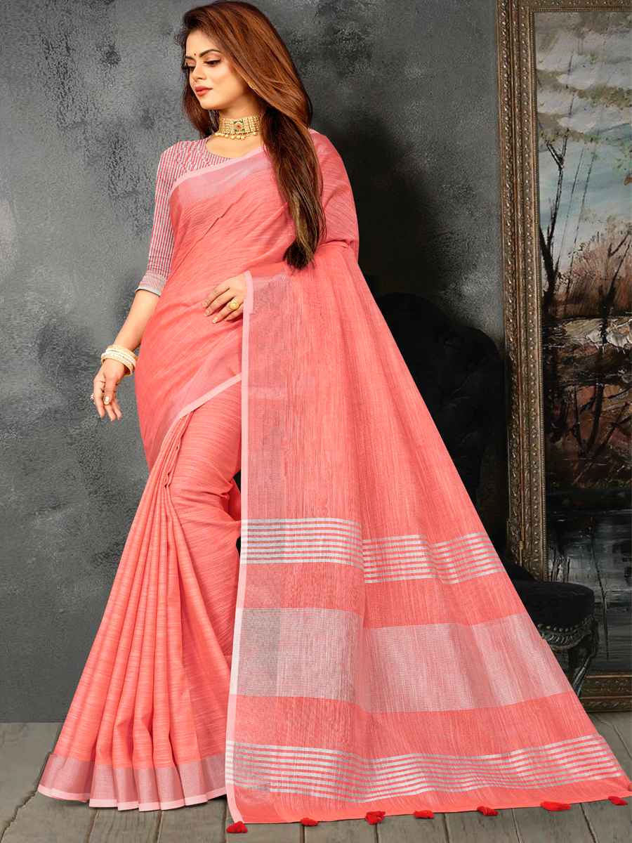 Rush Linen Printed Party Saree