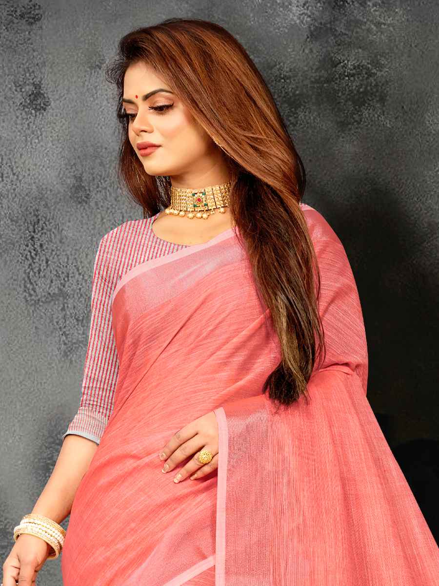 Rush Linen Printed Party Saree