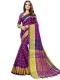 Purple Cotton Silk Printed Casual Saree