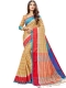 Beige Yellow Cotton Silk Printed Casual Saree