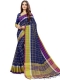 Navy Blue Cotton Silk Printed Casual Saree